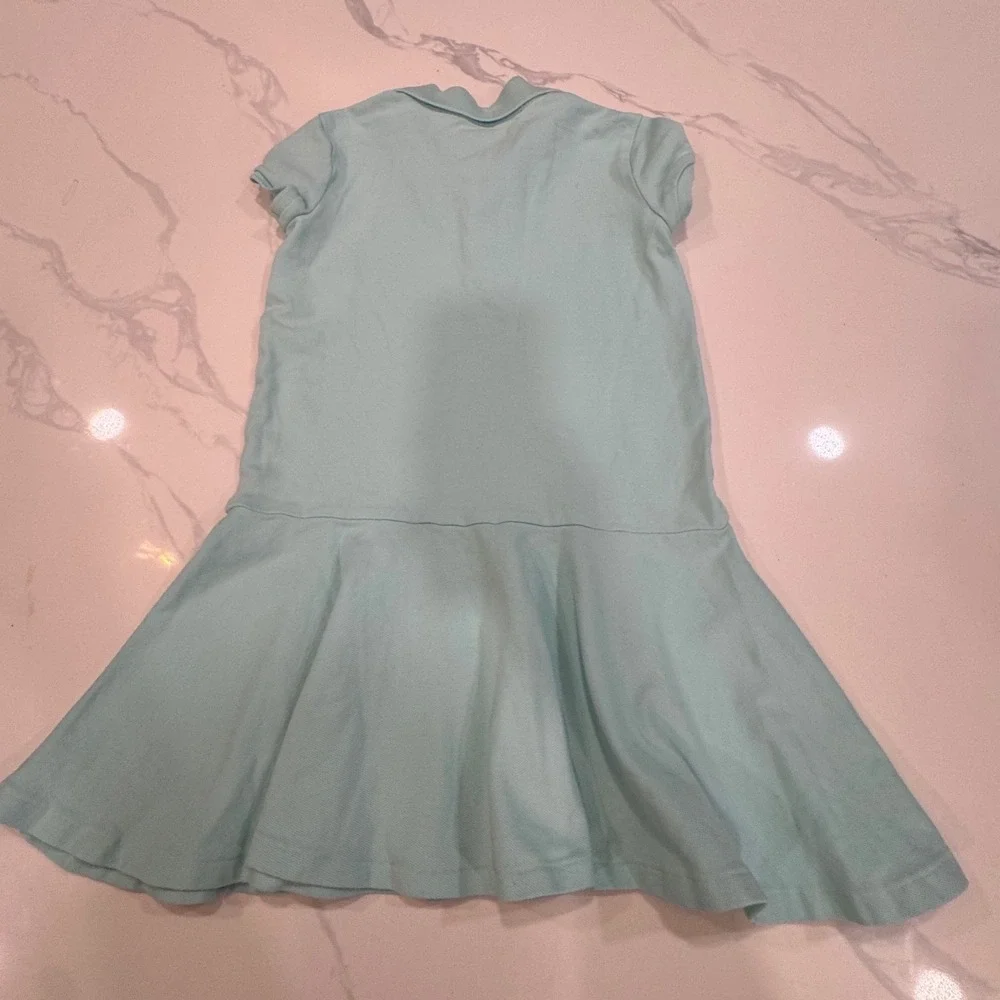 Polo Ralph Lauren Stretch Mesh Polo Dress Drop Waist Size 6X Light Turquoise